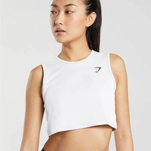Gymshark white cropped workout tank top